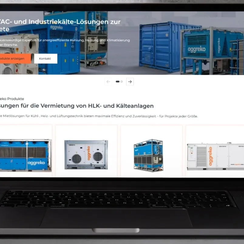 Die neue Weboberfläche der HVAC-Website von Aggreko.